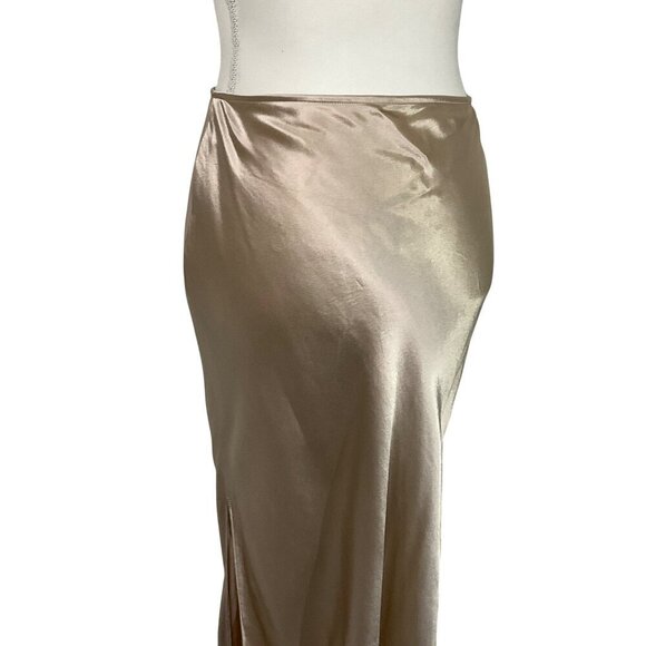 Ferragamo Satin Skirt in Beige 38 New Womens Maxi Gold Long Formal - Picture 8 of 15